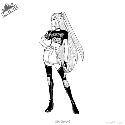 米拉·猎人X 01简笔画 素描 涂鸦 - 免费可打印堡垒之夜 下载PDF – 免费可打印简笔画涂色画